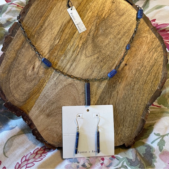 AUREUS + ARGENT Necklace Lapis PURPLE Blue  Stone Raw Brass Banana Republic NWT - Picture 16 of 16